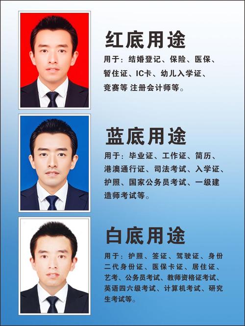 证件照背景色对比展示